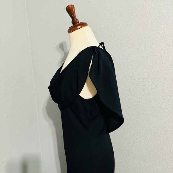 Zara Bloggers Fav Black Prom Elegant Open Back Fluid Neck Knit Maxi Dress Sz L - Picture 10 of 15
